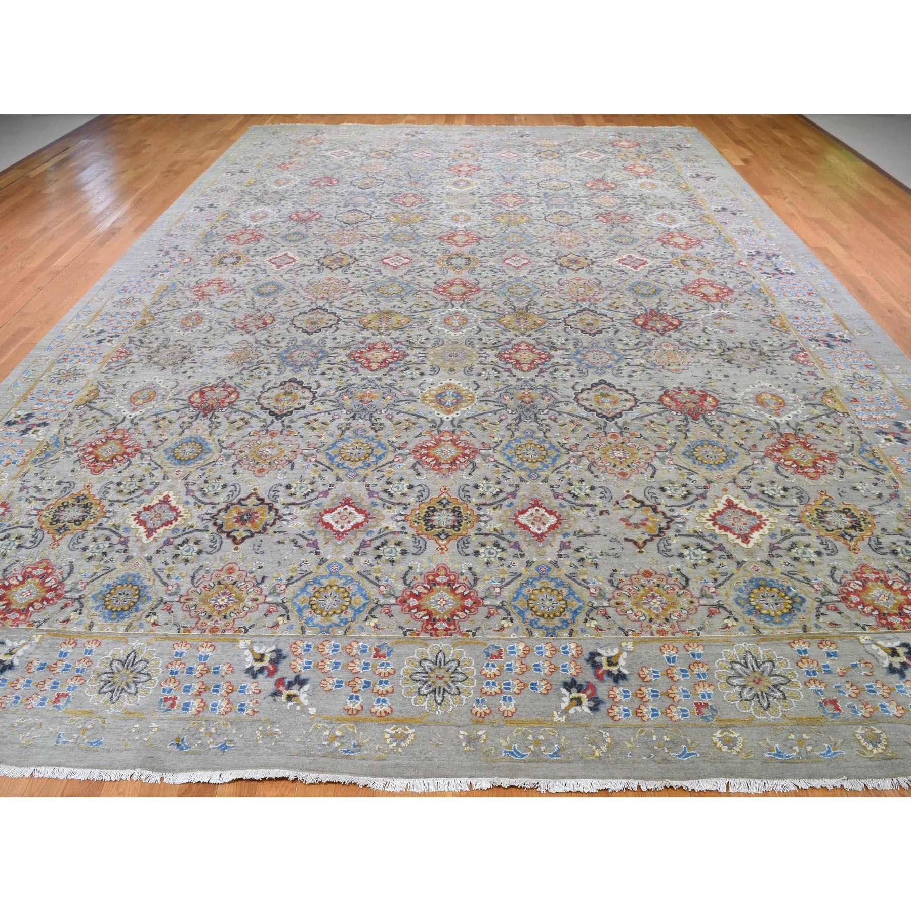 Transitional Silk Hand-Knotted Area Rug 12'0